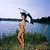 05, 1991, Czechoslovakia, Hradek, reed, Pardubice, naturist, family, girl, umbrella, sunshade, mother, nudist, freik�rperkultur, unclad, stripped, water-front, game, chirpy, affection, liking, love, summer, sunshine, Viking Photo, CD 0058