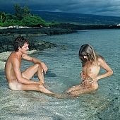 nudist man, naturist couple, naturist lifestyle, lifestyle, living, style of living, way of life, way of living, sea, billows, deep, nudist women, beach, coast, waterfront, greenery, palm, cloud, cloudy, sky, sand, nudist couple, nudist pair, naturism, nudism, naturist, nudist, woman, man, fkk, naturist woman, naturist man, naked, stripped, unclothed, in a state of nature, in the buff, in the nude, nude, free, holidays, nature, bathe, bathing, swim, water, lymph, cristal clean, bay, gulf, stone, stony, Hawaii, Neill, Kailuna, Kona, Kailuna Kona, CD 0057
