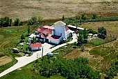 Felgy�, windmill of Felso major, shingle, crossroad, pound, hutch, abattoir, miller, chaff, mill, millstone, grindstone, barley, core, millet, homestead, farm, revolving energy, sleet, farmhouse, rye, flour, Csongrad county, art relic, national monument, windmill, grind, milling, monument, cross, wheat, gearing, shoot, grain, house, wind, green, tile, garden, recreation, relaxation, repose, rest, silence, quiet, orchard, houses, road, carriageway, bread, fence, tree, trees, air photograph, air photo, air photos, aerials, birds eye view, of birds eye view, building, buildings, everyday life, at home, countryside, plan, air, aerial, square, plot, development, beauty, beautiful, pretty, white, blue, brown, yellow, flat, gray, dirt road, sand, lowland, regular, CD 0029, Kiss L�szl�, L�szl� Kiss