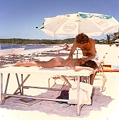 reviving, tonic, recovery, healing, recovery massage, sunlight, on the beach, white, sand, masseur, massage, recreation, refection, air, beauty massage, reviving massage, siesta, short nap, reformation, reform, rejuvenation, relaxation, repose, rest, regeneration, muscle, waist, back, cosmetics, naturism, naturist, naturist lady, nudist, nudist lady, naturist woman, naturist girl, St Martin, Club Orient, Orient, club, girl, woman, unclad, stripped, naked, peace, affection, liking, love, nudity, nude, nakedness, adult, blue, hair, beach, laughing, laugh, smile, together, delight, beauty shop, zest for life, warm, 1988, CD 0034