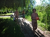 naturist, naturism, man, woman, family, summer, warm, shadow, umbrage, umbra, umber, shade, clouding, Balaton, coast, Balatonakali, Delegyhaza, Hungary, fkk, nudist, encampment, camping, bath, lavatory, premises, washing, grooming, sunlight, CD 0037