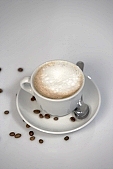 coffee, bean, beans, cup, cups, brown, black, drink, household, morning, tea, teatime, mug, saucer, spoon, foam, milk, white coffee, steam, steamy, reeking, bitter, uscious, sweet, Kiss L�szl�, L�szl� Kiss