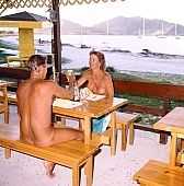 nudist lady, naturist woman, naturist man, boy, naturist parents, naturist family, nudist, St Martin, Club Orient, Orient, naturism, naturist, naturist group, restaurant, meal, lunch, dinner, to clink glasses, health, to look towards, cheerio, siesta, short nap, entertainment, terrace, wood furniture, chalet, nordic, soaking, tanning, island, sailing, boat, summer, naturist girl, club, girl, woman, man, sailing boat, unclad, stripped, naked, wet, peace, silence, quiet, affection, liking, love, unclothed, adult, nature, in the nature, blue, sand, grass, sunlight, sunshine, coast, beach, wind, hair, pie in the sky, laughing, laugh, smile, together, coexistence, holidays, delight, zest for life, warm, water, ship, recreation, relaxation, repose, rest, confab, talking, on holiday, refection, 1988, CD 0034