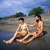 36, Hawaii, nudist couple, nudist pair, freik�rperkultur, Honokohau, Kona, fkk, naked, stripped, naturist couple, naturist, holidays, nudist, love, on holiday, recreation, relaxation, repose, rest, game, beach, coast, nudism, naturism, attitude, pose, posture, heat-wave, they are walking, bay, gulf, summer, man, woman, bath, bathe, bathing, water, 1990, CD 0106