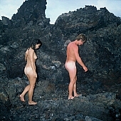nudist couple, nudist pair, nudism, naturist couple, reflection, naturism, nudist, naturist, nudist man, bathe, bathing, naturist man, nudist women, naked couple, naturist woman, naked, stripped, rock coast, happiness, delight, laughing, laugh, lymph, cristal clean, holidays, on holiday, recreation, relaxation, repose, rest, game, attitude, pose, posture, stony, craggy, bay, gulf, clear, hygienic, pure, clean, Hawaii, Kona, Honokohau, Queen s bath, 1987, man, woman, bath, bath, water, stone, stones, rock, scrag, bush, CD 0090