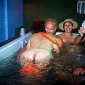 naked, stripped, naturist, nudism, naturism, nudist, in a state of nature, in the buff, in the nude, unclad, mobile, sitting bath, sitz-bath, beach, naturist beach, nudist beach, woman, young nudist, water, car, in the truck, jacuzzi, bathtub, bath, pool, vat, bathe, bathing, Samagatuma, Laua, Hawaii, CD 0093