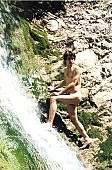 naturism, Russia, nudism, naturist, nudist, unclad, stripped, naked, man, Caucasus mountain area, nature, fkk, INF, NFN, cataract, mountain, hillside, CD 0058