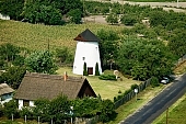 Szatymaz, Csongrad county, Hungary, mill, green, Enyigi windmill, house, wind, garden, recreation, relaxation, repose, rest, silence, quiet, windmill, carriageway, road, orchard, houses, farmhouse, vacation house, car, reed roof, flour, bread, fence, tree, trees, air photograph, air photo, air photos, aerials, birds eye view, building, buildings, neighborhood, everyday life, at home, countryside, plan, air, aerial, square, plot, development, beauty, beautiful, pretty, white, red, blue, brown, yellow, flat, gray, of birds eye view, regular, CD 0029, Enyingi windmill, Kiss L�szl�, L�szl� Kiss