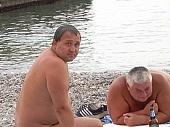 nudist man, gents, men, nudist coast, nudist beach, naked, stripped, naturist man, naturist friend, friends, nudism, nudist, unclad, Russia, beach, coast, water, wave, attitude, pose, posture, Black sea, rock coast, Odessa, rock, scrag, waterfront, naturist, on holiday, recreation, relaxation, repose, rest, disengagement, distraction, resource, sea, billows, deep, bathe, bathing, sun, sunshine, sunshade, sunbathing, 2007, CD 0066