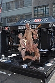 2010, 26, 20, September, Sept, folsom, street, fair, market, demo, gay parade, naked, stripped, man, woman, pair, San Francisco, leather, scourge, whip, lash, string, tether, Sado-Mazo, bound, S / M, Kiss L�szl�, L�szl� Kiss