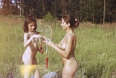 naturist woman, freik�rperkultur, young nudist, badminton racket, game, entertainment, field, naturist women, naked women, nudity, nude, nakedness, naturist girl, girl, naturist, young naturists, to strip to the buff, nudist, naturism, fkk, INF, NFN, nudism, nudist women, naturist camp, nudist camp, naked, stripped, woman, man, family, familiar, domesticity, encampment, tent, tent camp, illicit camping, scenery, romantic country, in the nature, camping, fellowship, recreation, nature, on holiday, lifestyle, living, style of living, way of life, way of living, naturist lifestyle, friend, friends, fraternity, snap, amateurish, photograph, Paprocany, Tychy, Polish, Poland, 1989, CD 0069