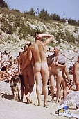 naturist, nudist, naturist woman, naturist man, nudist women, nudist man, naturist girl, naturist family, naturist couple, sun, sunlight, sun-bathing, sunbathing, recreation, relaxation, repose, rest, disengagement, distraction, resource, nature, summer, holidays, fry, swelter, health, saunter, bathe, bathing, as brown as a berry, happy, joyful, joyfully, glad, laughing, laugh, entertainment, getting acquainted, familiar, domesticity, near nature, beach, waterfront, lake, lake side, field naturist, dog, dogs, to take a dog for a walk, game, Polish, Poland, Kryspinow, 1989, CD 0036, Kiss Lszl, Lszl Kiss