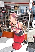 2010, 26, 55, September, Sept, folsom, street, fair, market, demo, gay parade, naked, stripped, woman, San Francisco, leash, kneeling, leather, S / M, Sado-Mazo, Kiss L�szl�, L�szl� Kiss