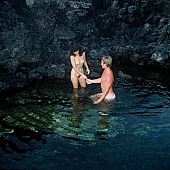 naked couple, naked, stripped, nudist couple, nudist pair, happiness, delight, laughing, laugh, hand in hand, nudist, naturist, lymph, cristal clean, nudism, naturism, rock coast, naturist couple, holidays, on holiday, recreation, relaxation, repose, rest, game, beach, coast, attitude, pose, posture, stony, craggy, bay, gulf, clear, hygienic, pure, clean, Hawaii, Kona, Honokohau, Queen s bath, 1987, man, woman, bath, bath, bathe, bathing, water, stone, stones, rock, scrag, bush, CD 0091