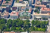 Szeged, central, downtown, air photograph, air photo, aerial, Szechenyi square, square, trees, green, city hall, tower, CD 0029, Kiss L�szl�, L�szl� Kiss