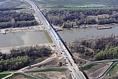 57, bridge, Szeged, Mak, Mora Ferenc, highway, M43, Mako and Szeged between, hanging bridge, truss bridge, 660 meter, 31.6 km, Tisza, air photograph, building, camion, car, transit traffic, 2011th April 20, singular, lonesome, unique, rarity, Hungary, Csongrad, county, Europe, air photo, Kiss Lszl, Lszl Kiss