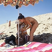 naturist, light, shadow, sunshade, young, young naturists, sands, sunlight, fry, swelter, dame, lady, naturist woman, sand, nudist, nudist women, naturist girl, sun, sunbathing, recreation, relaxation, repose, rest, disengagement, distraction, resource, nature, summer, holidays, health, as brown as a berry, near nature, beach, waterfront, lake, lake side, field naturist, Polish, Poland, Kryspinow, 1989, CD 0060