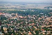 Szentes, Csongrad county, air photograph, air photo, air photos, aerials, Hungary, birds eye view, concrete, town, city, aerial, garden city, garden suburb, faubourg, house, houses, line of houses, rooftop, crossroads, crossing, street, streets, car, road, cars, art museum, building, buildings, park, green, garden, environment, ambience, neighbor, neighborhood, everyday life, at home, countryside, aldermanry, plan, air, promenad, square, classical, of value, of high value, expensive, plot, building operations, development, gardens, beauty, beautiful, pretty, white, blue, brown, yellow, flat, gray, of birds eye view, regular, avenue, boulevard, squares, CD 0029, Kiss Lszl, Lszl Kiss