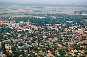 Szentes, Csongrad county, air photograph, air photo, air photos, aerials, Hungary, birds eye view, concrete, town, city, aerial, garden city, garden suburb, faubourg, house, houses, line of houses, rooftop, crossroads, crossing, street, streets, car, road, cars, art museum, building, buildings, park, green, garden, environment, ambience, neighbor, neighborhood, everyday life, at home, countryside, aldermanry, plan, air, promenad, square, classical, of value, of high value, expensive, plot, building operations, development, gardens, beauty, beautiful, pretty, white, blue, brown, yellow, flat, gray, of birds eye view, regular, avenue, boulevard, squares, CD 0029, Kiss Lszl, Lszl Kiss