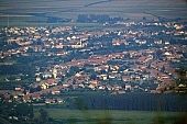 village, countryside, birds eye view, people, house, houses, valley, streets, church, bridge, smoke, fume, tree, town, in the valley, roofs, football, railway, road, grazer, heater, fire, warm, field, Kiss L�szl�, L�szl� Kiss