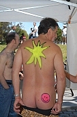 nudist men, naturism, nudist man, naked demonstrator, protester, symbol, live billboard, live advetising hoarding, naked back, notice on the back, man, naturist demonstrative, naked programme, naturist, street procession, naturist group, body painting, environmental pollution, text of protest, air paint brush, nude man, bicycle procession, woman, nudism, environmental, nudist, square, demo, cyclist, cycler, protest, notice, nudist group, environmentalists, group, notable, remarkable, coterie, concourse, advertisement, environment, ambience, conviction, straight-out, wholeheartedly, WNBR, USA, San Francisco, street, on the street, streets of San Francisco, women, gents, men, protesters, World Naked Bike Ride, confluence, body, naked, stripped, road, cycling tour, attention rising, bicycle, cycling, procession, fight against the dependence, California, 2007, CD 0075