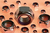 metal, screw, industry, industrial, lustre, female screw, steel, flat, gray, iron, tool, implement, mechanic, repairer, fitter, rig, gear, factory, fabrication, making, element, component, fixture, piece, metalworking, inanimate, lifeless, topic, matter, object, object, female screws, assembly, mixed, composite, red, reddish, spots, spotty, nut, cube, perspective, light, lighting, close-up, macro, Kiss L�szl�, L�szl� Kiss