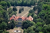 Hungary, Nagymagocs, eclectic, air photograph, air photo, neobaroque, Karolyi castle, architecture, waterworks, estate, 1896/97, count Imre Karolyi, builder, style, park, garden, well-kept, arboretum, tree, forest, Tiszawood, all kinds of pine, virgin oak, evergreen, sycamore, U formed, renewes, tourism spetacle, CD 0056, Kiss Lszl, Lszl Kiss