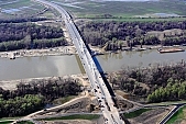 57, bridge, Szeged, Mak, Mora Ferenc, highway, M43, Mako and Szeged between, hanging bridge, truss bridge, 660 meter, 31.6 km, Tisza, air photograph, building, camion, car, transit traffic, 2011th April 20, singular, lonesome, unique, rarity, Hungary, Csongrad, county, Europe, air photo, Kiss Lszl, Lszl Kiss