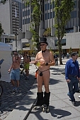 naked back, naked people, hat, in a hat, naked programme, bow tie, butterfly bow, naturist demonstrative, naked demonstrator, naturist, street procession, naturism, protester, naturist group, environmental pollution, body painting, text of protest, air paint brush, nude man, bicycle procession, nudist men, man, woman, nudism, environmental, nudist, square, demo, cyclist, cycler, protest, notice, nudist group, notable, remarkable, environmentalists, group, coterie, concourse, advertisement, environment, ambience, conviction, straight-out, wholeheartedly, WNBR, USA, San Francisco, street, on the street, streets of San Francisco, women, gents, men, protesters, World Naked Bike Ride, confluence, body, naked, stripped, road, cycling tour, attention rising, bicycle, cycling, procession, fight against the dependence, California, 2007, CD 0075