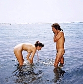 121, Hawaii, nudist couple, nudist pair, Honokohau, Kona, fkk, nudism, girl, woman, young, pretty, naturism, naked, stripped, freik�rperkultur, naturist couple, naturist, holidays, nudist, love, on holiday, recreation, relaxation, repose, rest, game, beach, coast, attitude, pose, posture, heat-wave, bay, gulf, summer, man, bath, bathe, bathing, water, CD 0106