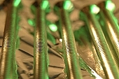 metal, screw, industry, industrial, lustre, female screw, steel, flat, gray, iron, tool, implement, mechanic, repairer, fitter, rig, gear, factory, fabrication, making, element, component, fixture, piece, metalworking, inanimate, lifeless, topic, matter, object, objects, female screws, assembly, mixed, composite, light, lighting, close-up, macro, green, corrugation, striations, spiral, thread, angled, CD 0009, Kiss L�szl�, L�szl� Kiss