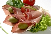 salami, food, eatable, edible, delicious, meal, breakfast, lunch, dinner, flower, leaf, green, ham, leg of pork, cold collation, cold meat, cold buffet, serv, serving, victuals, comestible, edibles, smoked, smoke-dried, meat, bacon, salad, vegetable, vegetarian, healthy, healthy lifestyle, vitamins, tomato, plate, olive, picker, reel, roll, roller, furl, close-up, blossom, bloom, Kiss L�szl�, L�szl� Kiss