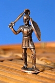lead soldier, tin soldier, metal soldier, combatant, warrior, soldier, miniature statue, masterpiece, sword, scutum, shield, targe, helmet, painted, tarnished, CD 0202, 1, Kiss L�szl�, L�szl� Kiss