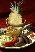 pineapple, tomato, spice, paprika, rice, blood, pig, animal, air, delicious, sausage, roast sausage, roast pineapple, potato, pepper, parsley, salt, hog, swine, black pudding, rice sausage, grill chitterlings, pig blood, porker, ground, food, roast, grill, grind, CD 0013, Kiss L�szl�, L�szl� Kiss