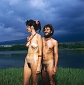01, Hawaii, Honokohau, Kona, 1990, freik�rperkultur, fkk, love, nudist couple, nudist pair, naked, stripped, naturist couple, naturist, holidays, nudist, on holiday, recreation, relaxation, repose, rest, game, beach, coast, nudism, naturism, attitude, pose, posture, bay, gulf, clear, hygienic, pure, clean, man, woman, bath, bathe, bathing, water, stone, stones, rock, scrag, bush, CD 0106