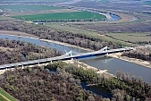 23, bridge, Szeged, Mak�, Mora Ferenc, highway, M43, Mako and Szeged between, hanging bridge, truss bridge, 660 meter, 31.6 km, Tisza, air photograph, building, camion, car, transit traffic, 2011th April 20, singular, lonesome, unique, rarity, Hungary, Csongrad, county, Europe, Kiss L�szl�, L�szl� Kiss