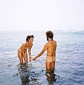 67, Hawaii, nudist couple, nudist pair, Honokohau, Kona, fkk, naked, stripped, freik�rperkultur, naturist couple, naturist, holidays, nudist, love, on holiday, recreation, relaxation, repose, rest, game, beach, coast, nudism, naturism, attitude, pose, posture, heat-wave, they are walking, bay, gulf, summer, man, woman, bath, bathe, bathing, water, CD 0106