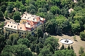 Hungary, Nagymagocs, estate, park, castle, eclectic, neobaroque, Karolyi castle, waterworks, 1896/97, count Imre Karolyi, builder, style, air photograph, air photo, garden, well-kept, arboretum, tree, forest, Tiszawood, all kinds of pine, virgin oak, evergreen, sycamore, U formed, renewes, tourism spetacle, aerial, luftbild, CD 0056, architecture, Kiss Lszl, Lszl Kiss