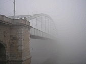 fog, Szeged, downtown, bridge, doves, pigeons, air photograph, air photo, critter, haze, steam, vapor, hazy, Tisza, water, river, foggy, dirty, pillar, pier, bridge of Tisza, bridge of downtown, old bridge, Kiss L�szl�, L�szl� Kiss