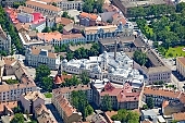 air photograph, air photo, air photos, Szechenyi square, aerials, aerial, Hungary, Szeged, white, blue, brown, yellow, flat, gray, otp, small circuit, circuit, boulevard, Kakasos, church, calvinistic, genevan, town, city, outskirts, city center, building estate, backlight, backlit, garden city, garden suburb, faubourg, house, houses, line of houses, street, streets, car, road, cars, building, buildings, park, green, garden, environment, ambience, neighbor, neighborhood, everyday life, at home, countryside, aldermanry, plan, air, promenad, bath, traffic, transportation, medical bath, birds eye view, of birds eye view, Takarektar street, Vedres Istvan Technical College, bank, Anna frd, Anna fountain, fountain, Anna, CD 0029, Kiss Lszl, Lszl Kiss