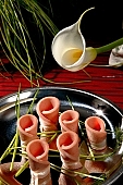composition, food, delicious, healthy, vegetable, tomato, paprika, ham, leg of pork, skewer, onion, leek, calorie  poor, protein, red, reflection, cone, cold collation, cold meat, cold buffet, breakfast, reel, roll, roller, furl, meal, snack, vitamins, victuals, comestible, edibles, smoked, smoke-dried, vegetarian, close-up, standing, blossom, flavor, aroma, odor, perfume, scent, egg, cheese, alga, algae, olive, pineapple, cube, steak, cut, chives, basil, leaf, bowl, plan, CD 0013, Kiss L�szl�, L�szl� Kiss