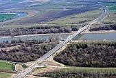 27, bridge, Szeged, Mak�, Mora Ferenc, highway, M43, Mako and Szeged between, hanging bridge, truss bridge, 660 meter, 31.6 km, Tisza, air photograph, building, camion, car, transit traffic, 2011th April 20, singular, lonesome, unique, rarity, Hungary, Csongrad, county, Europe, Kiss L�szl�, L�szl� Kiss