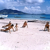 St Martin, naturist girl, unclad, stripped, hills, blue, sky, boat, white, sand, naturist, nudist, nudist lady, naturist lady, gymnastics, tableau, naturist woman, naturism, Club Orient, Orient, girl, woman, club, naked, wet, peace, affection, liking, love, unclothed, adult, floor, storied, storeyed, nature, in the nature, island, beach, coast, sea, billows, deep, wind, hair, pie in the sky, laughing, laugh, smile, together, delight, zest for life, port, dock, ship, keels, surface ships, boats, warm, water, gale, 1988, CD 0034