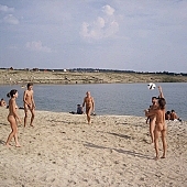 naturist, nudist, naturist fellowship, volleyball game, beach volleyball, sport, nudist band, ball game, sand, sands, volleyball, naturist woman, naturist man, nudist women, nudist man, naturist girl, naturist family, naturist couple, sun, sunlight, sunbathing, recreation, relaxation, repose, rest, disengagement, distraction, resource, nature, summer, holidays, fry, swelter, health, saunter, bathe, bathing, as brown as a berry, near nature, beach, waterfront, lake, lake side, field naturist, game, Polish, Poland, Kryspinow, 1989, CD 0061
