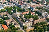Hodmezovasarhely, Hungary, Csongrd county, air photograph, panorama, church, shooting, green, tree, trees, air photo, summer, central, perspective, air photos, spring, residential area, residential section, mayors office, block of flat, block of flats, mansion, mansions, aerials, aerial, birds eye view, outskirts, city center, pool, vat, garden city, garden suburb, house, houses, line of houses, street, streets, building, buildings, road, roads, ways, garden, environment, ambience, neighbor, neighborhood, plan, square, gardens, rooftop, of birds eye view, CD 0029, Kiss Lszl, Lszl Kiss