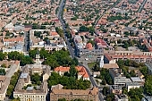 Hodmezovasarhely, Hungary, central, perspective, air photograph, air photo, air photos, county, panorama, church, shooting, green, tree, trees, summer, spring, residential area, residential section, mayors office, block of flat, block of flats, mansion, mansions, aerials, aerial, birds eye view, outskirts, city center, pool, vat, garden city, garden suburb, house, houses, line of houses, street, streets, building, buildings, road, roads, ways, garden, environment, ambience, neighbor, neighborhood, plan, square, gardens, rooftop, of birds eye view, CD 0029, Kiss Lszl, Lszl Kiss
