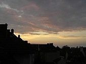 fall of day, dawn, romantic, town, city, city sight, cloud, clouds, sky, sunset, light, sunlight, sun, dark, shadow, shady, adumbral, shaded, storm, drift, , thunder-shower, rain, watery cloud, dusk, twilight, nightfall, landscape, chimney, chimneys