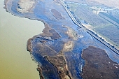 lake, water, air photograph, air photo, air photos, Szeged Airport, airport, airfield, drome, flying field, descent, concrete, field, aerials, aerial, Hungary, Szeged, white, blue, arable, clod, earth, ploughland, tillage, island, farms, homestead, brown, yellow, flat, gray, reed, fishpond, landscape protection, landscape protection area, coast, waterfront, plan, air, soil, ground, plow, inland inundation, road, track, tracks, nature, natural, canal, CD 0029, Kiss Lszl, Lszl Kiss